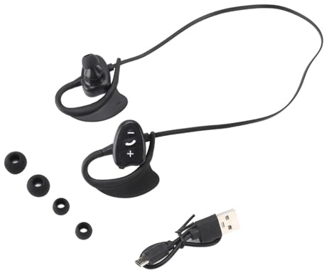 Xiuganpo Waterproof Swimming Headphones, IPX8 Noise Reduction Waterproof Earbuds with Smart Voice Prompts and Shark Fins Rotate, Silicone Wireless Headphones for Running Workout Sports
