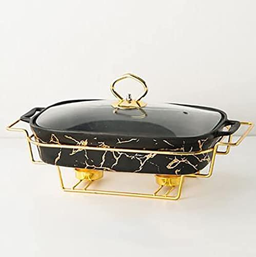 SmPinnaA Ceramics Chafing Dish Buffet Set, Marble Finish Chafing Dish, Rectangular Chafers for Buffet/Weddings/Parties/Banquets/Catering Events
