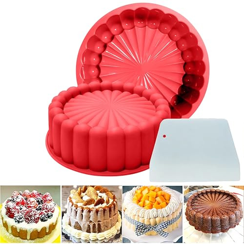 Ahorasky Moule à gâteau Charlotte en silicone - Moule à gâteau rond anti-adhésif - 20,3 cm - Pour décoration de Noël, mariage, Saint-Valentin