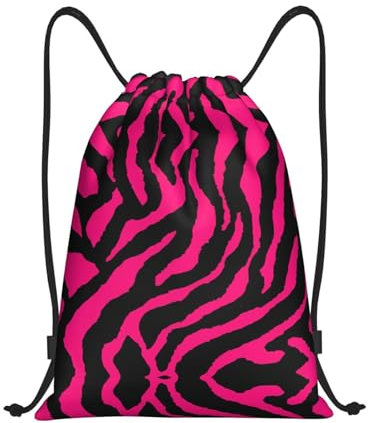 GaxfjRu Zebra, tigre, leopardo, rosa, con coulisse posteriore, zaino impermeabile, ideale per sport, viaggi e molto altro ancora, Nero , M