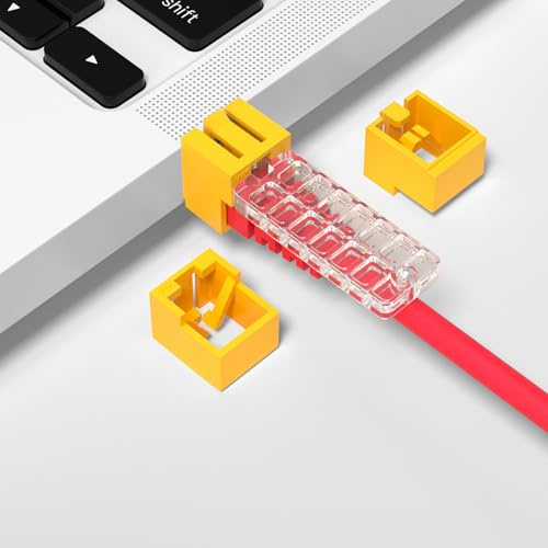 20PCS RJ45 Network Port Blocker and Dust Cover with 1 Key, Network Port Lock, Ethernet Port Protector, LAN Cable Lock for Locking Ethernet Cables, for Offices and Data Centres (Yellow)