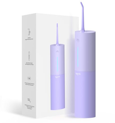 Bigsmile Water Dental Flosser Teeth Pick Portable Cordless Oral Irrigator 200ML Rechargeable Travel Irrigation Cleaner IPX7 Waterproof Electric Waterflosser Flossing Machine for Teeth (Purple)