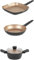 Russell Hobbs Opulence 3-Piece Pan Set – 28 cm Grill Pan, 24 cm Frying Pan & 20 cm Stockpot, Non-Stick Coating, Induction Suitable, Durable Forged Aluminium, PFOA-Free, Dishwasher Safe, Black/Gold