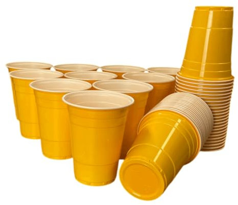 wildvival 50x Gelbe Party-Becher – Robuste Plastikbecher für jeden Anlass – 16 oz (473 ml) – Ideal für Partys, Picknicks und mehr
