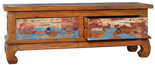 SXJEQOC Tv Kommode Tv Board Fernsehtisch Fernseher Tisch Modern - TV-Schrank 110x35x40 cm Teak Altholz für Küche Wohnzimmer Schlafzimmer Flur
