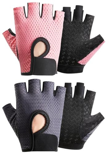 DKDDSSS 2 Paar Fitness Handschuhe, Atmungsaktive Fitness Handschuhe für Damen und Herren, Sporthandschuhe für Radfahren und Gewichtheben, Unisex-Erwachsene, Rosa
