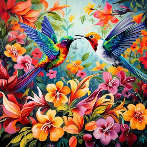 Bullglesup Puzzle für Erwachsene 1024 Teile, Hummingbird mit Poster, Teile Passen Perfekt Ineinander Buchstaben Auf der Rückseite Kein Staub, Geschenk für Ältere Senioren (50 x 50cm)