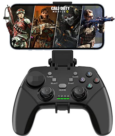 Megadream Wireless Mobile Gaming Controller Gamepad for iPhone/Android/iPad/PC/Switch/PS4/PC Joystick with Phone Holder, Supported Cloud Game, Streaming on PS5/Xbox, Turbo, COD (Schwarz)