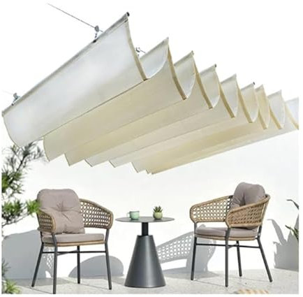 ASDQWER Parasole,Copertura for pergolato a baldacchino Retrattile a Onde,Leggera,Vela ombreggiante a Onde scorrevoli con Protezione UV al 90%, for pergolato, Patio, Cortile(W1.5*L3m/W4.92*L9.84ft)