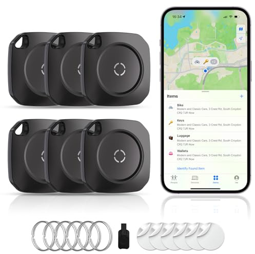 Air Tracker Tag Schlüsselfinder für iOS, Smart Tag Kompatibel mit Apple Wo ist? APP (Nur iOS), Schlüssel Finder für Koffer, Reisen, Geldbörsen, Gepäck, Rucksäcke, Austauschbare Batterie - 6 Pack