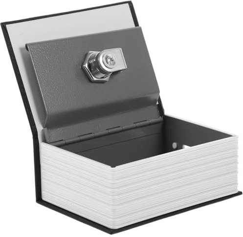 Sparschwein in Buchform Spardose Schwarzer Abs Edelstahl Tresor mit Schloss | Kleiner Tresor, Sichere Glatte Oberfläche, Stabile Form, Charmant Retro, für Mädchen und Familie