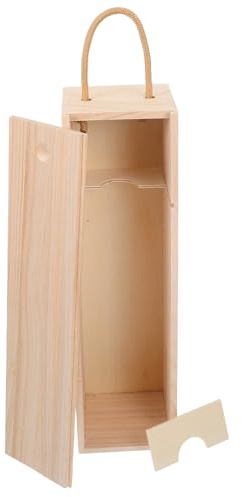 Hohopeti Coffret À Vin pour Une Seule Bouteille Caisse À Vin en Bois avec Poignée Ouverture Facile Grain Unique pour Célébrations Pendaison De Crémaillère Et Anniversaire
