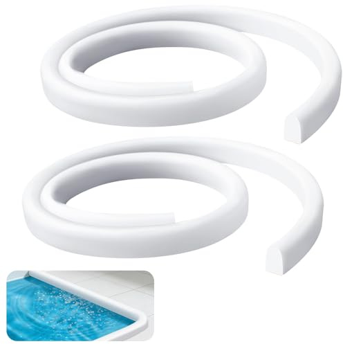 2 Stück Schwallschutzleiste Dusche Selbstklebend & Wasserstopper Dusche Boden (1M, Weiß) - Schwallschutz Duschschwelle, Flexible Wasserbarriere Duschdichtung für Nass-Trocken-Trennung