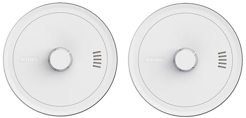 ABUS Funk-Hitzewarnmelder Prevaro Connect, 2er Set - Funk-vernetzbarer Wärmemelder für Küche, Bad, Garage und Keller - mit 10-Jahres-Batterie, großer Prüftaste, Klebepad und Magnethalterung