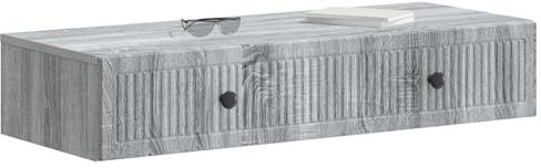vidaXL Wandmontierter Beistelltisch Graues Sonoma 87,5 x 34,5 x 17 cm, Moderner Wohnraum, rechteckiger Beistelltisch mit viel Stauraum, wandmontierte Möbel, kompakte Lösung aus Holz