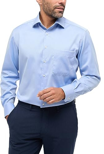 Eterna Herren Langarmhemd Slim Fit Twill blau/weiß gestreift, 16, blau, 40