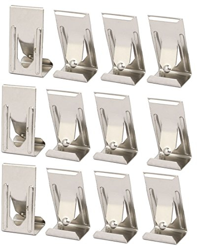 sourcing map 12pcs Crochet Cadre Photo Pince Accroche tableau Cintre Mur 26mmx14mm Métal ressort Tour Clip fixation pour verre pour imprimante 3D plate forme Ton Argent