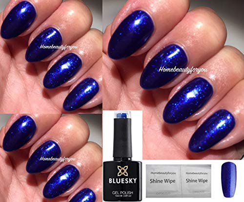 Bluesky Nail Gel Polish Royal Blue Crystal Fine Glitter Sparkle SJ15 UV LED Soak Off 10ml (Requires Drying under LED/UV Lamp)