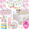 Décorations d'anniversaire licorne pour filles – Fournitures de fête licorne violette et assiettes pour anniversaire de fille, ensemble de décorations de fête licorne pour créer un thème licorne