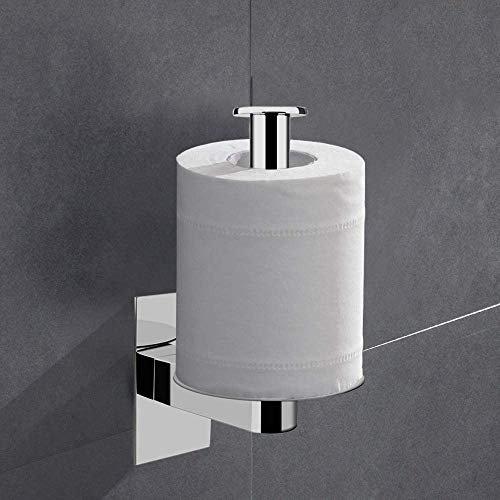 Celbon SUS 304 Stainless Steel Vertical Toilet Roll Holder Bathroom Self AdhesiveToilet Roll Holder with Chrome finish,Easy Installtion