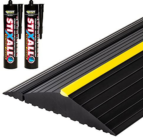 Weather Defender Joint de seuil de porte de garage XL 16'5″ (incl. 2 adhesives) noir/jaune