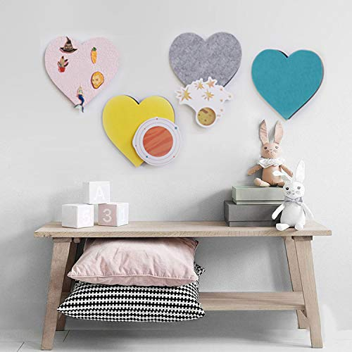 Filz-Pinnwand aus Kork, 4 Stück, Puzzle-Herz, sechseckig, Pinnwand mit selbstklebender Pinnwand für Erinnerungen, Fotos, Memos, Anzeigetafel, Pads, Bilder, Zeichnen, Ziele, Notizen