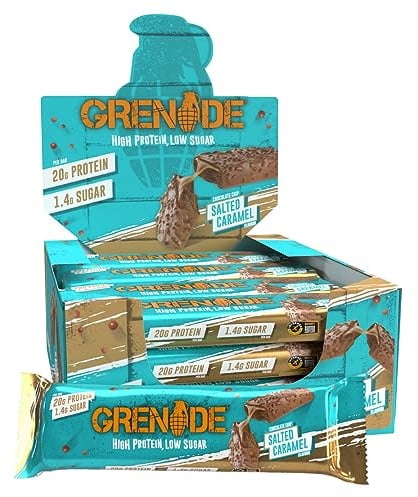 Grenade High Protein and Low Carb Barra Sabor - Chocolate Chip Salted Caramel, 12 x 60 g