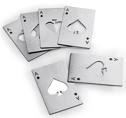 Famgee Wine Bottle Opener Stainless Steel Credit Card Size Casino Beer Bottle Opener Cap Opener for Your Wallet Wedding Party Groomsmen Bridesmaid Gifts 6 Pcs (Silver)