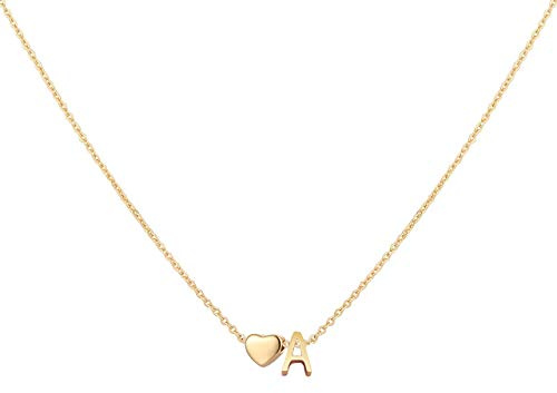 Glimmerst Initial Heart Necklace 18K Gold Plated Stainless Steel Tiny Heart Letter A Necklace Personalized Monogram Name Necklace for Women