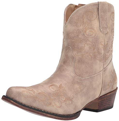 ROPER Short Stuff Embroidery Snip Toe Cowboy Booties, Stivali Western Donna, Marrone Chiaro, 40.5 EU