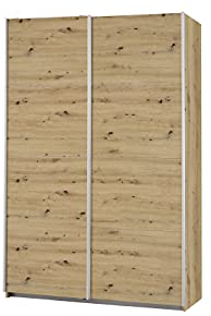 Rauch Möbel Caracas Schrank Kleiderschrank Schwebetürenschrank, Eiche Artisan, Holz, 2-TRG., inkl. Zubehörpaket Basic 2 Kleiderstangen, 2 Einlegeböden, BxHxT 136x210x62 cm