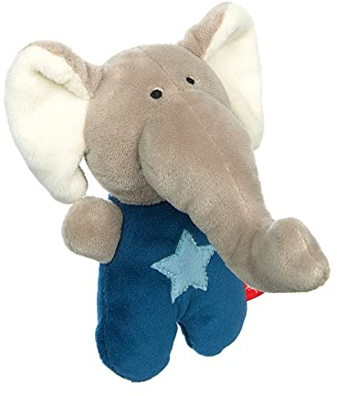 SIGIKID 42796 Rassel Elefant Red Stars Mädchen und Jungen Babyspielzeug empfohlen ab Geburt blau/grau