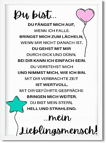 Urhome Kunstdruck Definition Mein Lieblingsmensch mit Bilderrahmen Weiß in DIN A3 - Worterklärung wie im Duden Lexikon Wandbild Wanddeko mit Spruch Holz Rahmen für Wohnung Familie Freunde