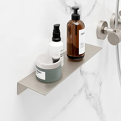 Schulte D1852 90 Duschablage zum Kleben, Edelstahloptik, Aufbewahrung von Duschzeug, ohne bohren fürs Badezimmer