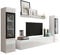 Mirjan24 Wohnwand Doppo II, Schrankwand, griffloses Öffnen, Anbauwand, Fernsehschrank, Mediawand, Wandregal, TV-Lowboard, 2X Hängevitrine (Weiß/Weiß Hochglanz, mit weißer LED Beleuchtung)