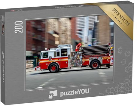 puzzleYOU: Puzzle 200 Teile „Feuerwehrauto auf dem Weg zum Einsatz in NYC“ – aus der Puzzle-Kollektion Feuerwehr