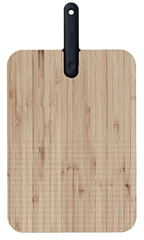 Trebonn - Artù Integriertes Brotmesser und Brett aus Bambus, mit gezahntem Brotmesser, 43x24x2.2 cm. Für Brot, Pizza, Focaccia und andere Bäckereiprodukte.