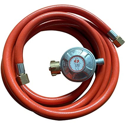 Teamson Home DE regolatore di Gas propano e Tubo per camini a Gas, Clip Standard e Adatto per bombola di Gas Fino a 13 kg con Interruttore on/off