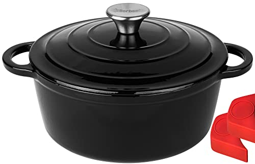 CLP Cocotte en Fonte avec Couvercle I Faitout Façon Dutch avec Poignées Et Maniques en Silicone, Taille:4 L