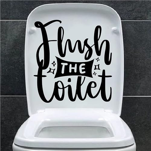 Flush The Toilet Cute Sticker Waterproof Decal - Bathroom Décor Sign - Toddler Potty Training - Funny Gifts (Black, 15cm x 14cm)