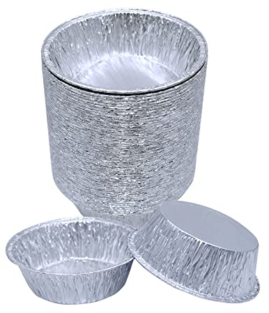 Sunrise Packaging 50 x Round Aluminium Foil Pie Dishes Mince Tarts Oven Cook Baking Round Dish 110mm x 33mm Deep