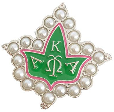 Sorority Paraphernalia Broche cadeau pour femme avec perles roses et blanches en émail Cadeau de remise de diplôme, Zinc, Sans pierre précieuse
