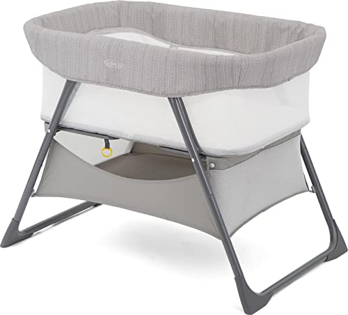 Graco Side-By-Side™ Babybettchen, ab Geburt bis ca. 6 Monate (0 bis 9 kg), Beistellbett, kompakt, zusammenklappbar, leicht, Transporttasche, beige, Fossil
