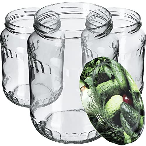 KADAX 24st Einmachgläser 720 ml, ideal zum Einkochen und Aufbewahren, Gläser mit Schraubverschluss, Einkochgläser mit Schraubdeckel, Twist Off to 82, Vorratsgläser zum Einlegen (Gurken)