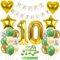 10. Geburtstag Dekoration, Mädchen Geburtstagsdeko 10 Jahre, Tortendeko Geburtstag 10 Jahre Mädchen, 10 Deko Grün Gold, Luftballon 10. Geburtstagsdeko mit 10. Tortendeko
