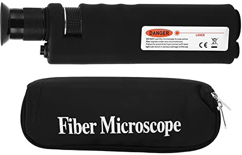 Focket Tragbares Glasfasermikroskop, 200-fache Vergrößerung Glasfaser-Inspektionsmikroskop mit 2,5-mm-FC-SC-ST- und 1,25-mm-LC-Adaptern, Glasfasermikroskop für Koaxiale Beleuchtung