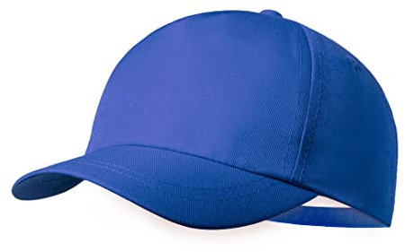 BLUECHOLON Kindermütze mit 5 Paneln, aus strapazierfähigem RPET-Polyester, weich verarbeitet und verstellbar, mit gestickten Belüftungslöchern, blau, 48