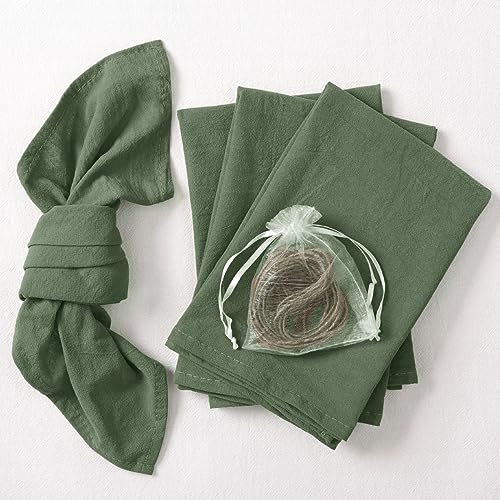Socomi Stoffservietten, grün, Sommer, waschbar, wiederverwendbar, Leinen, Baumwolle, 43,2 x 43,2 cm, für Hochzeit, Party, Brautparty, Babyparty, Geburtstag, Esstischdekoration, 6 Stück