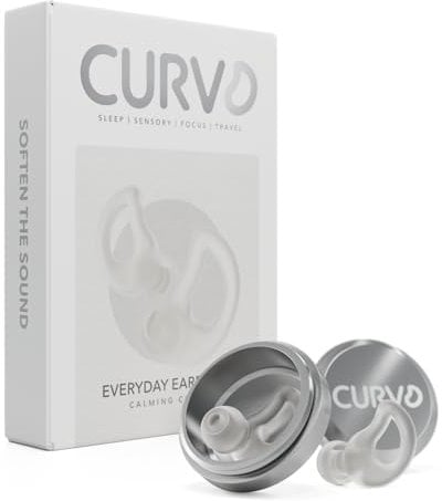 CURVD Everyday Earplugs – Ultra Soft, Customizable Sleep, Travel, Sensitivity, Noise Protection, for Sound Canceling Isolation, up to -30dB Reduction, NRR 15, Reusable and Sustainable (Cloud)