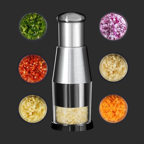 Kitchen Garlic Press, Manual Food Chopper, Portable Crusher Masher For Cutting Garlic, Peppers, Onions